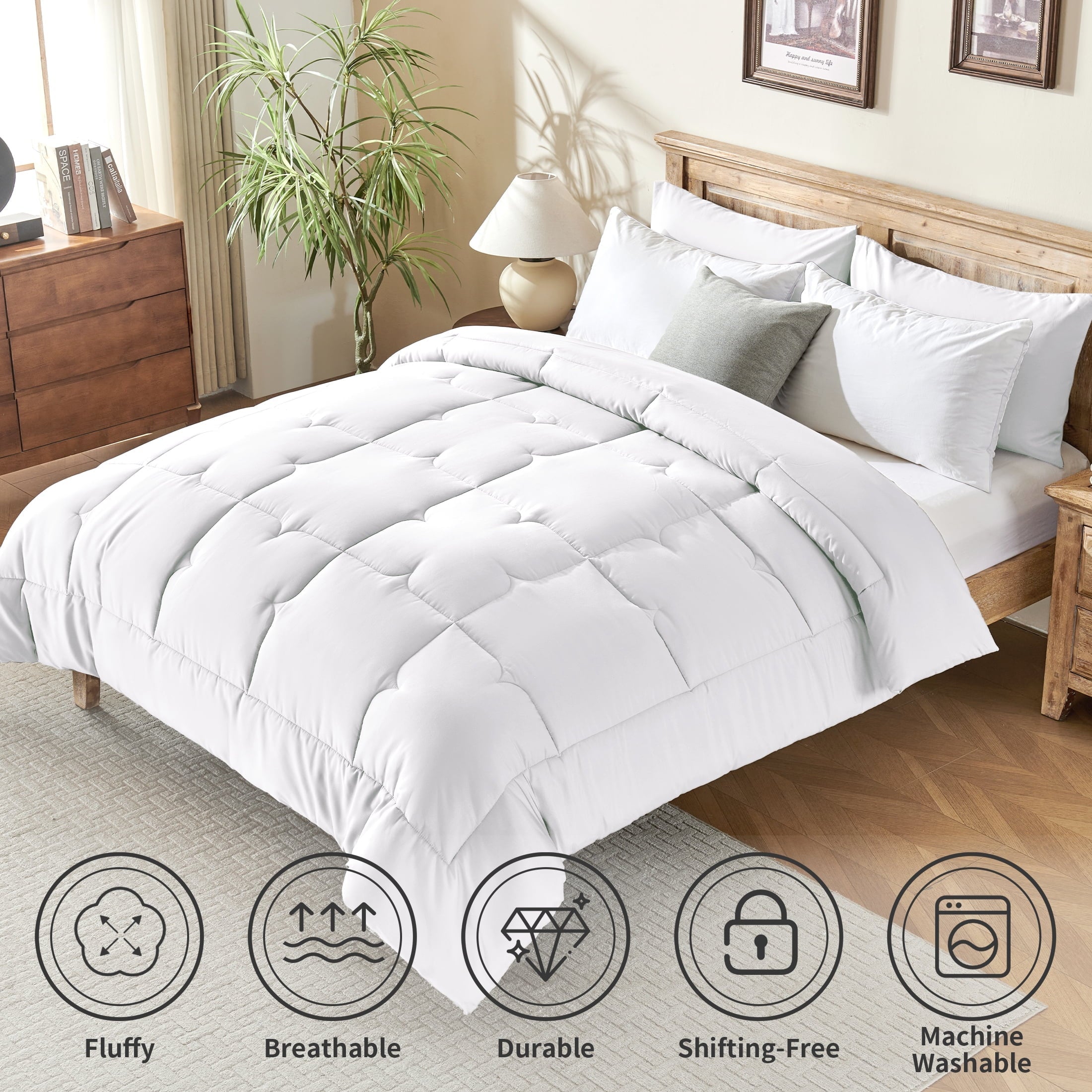 Luxurious Quilted 3-Piece Queen Comforter Set - All-Season Down Alternative Bedding Bundle with 2 Pillow Shams, Premium Soft Bedding Se... - Luxurious Quilted Duvet Cover Set Detail