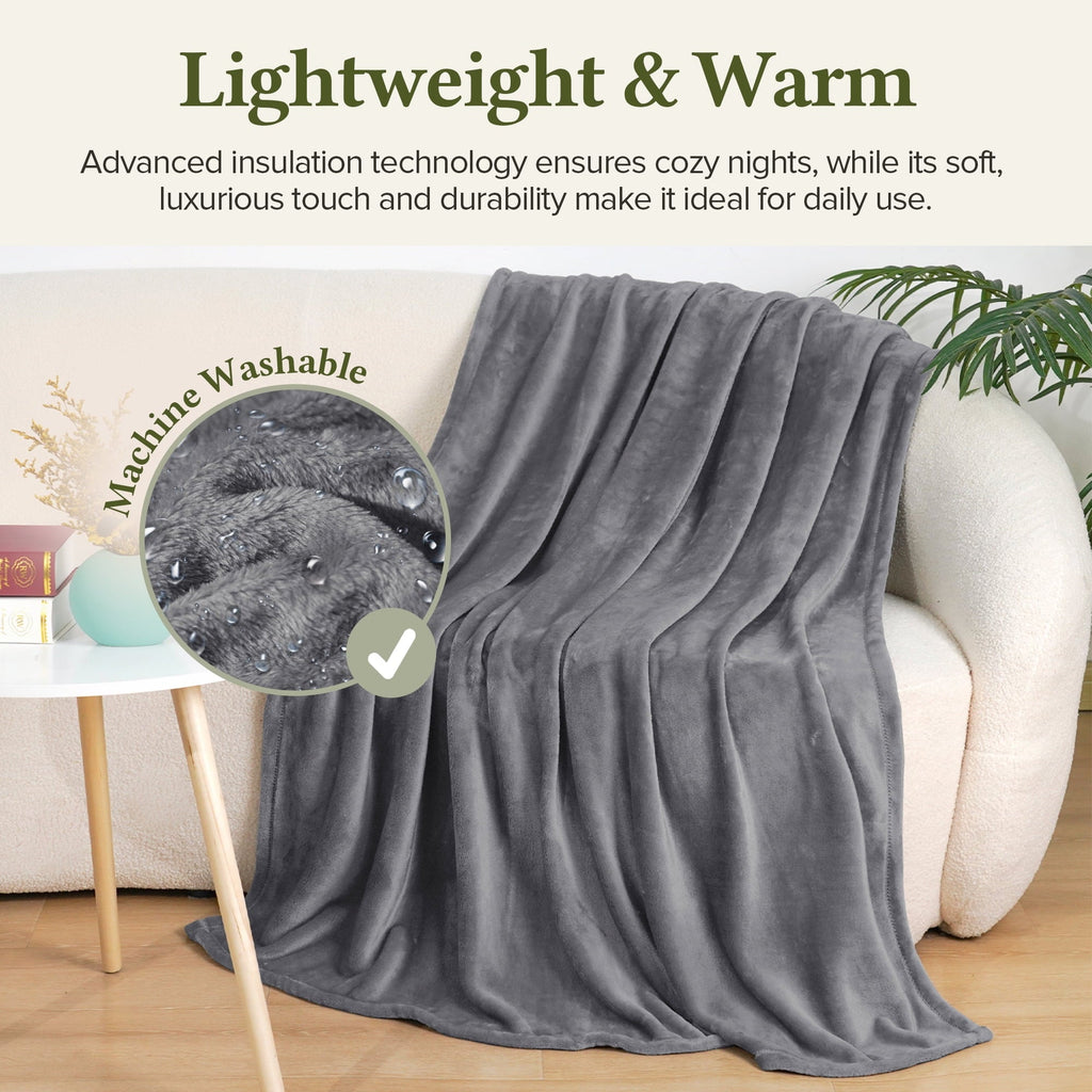 Super Soft Flannel Fleece Throw Blanket, Fuzzy Soft Lightweight Blankets for Bed, Sofa, Suitable for All Season, Grey, 50x60 inches - Super Soft Reversible Sherpa Flannel Blanket Detail