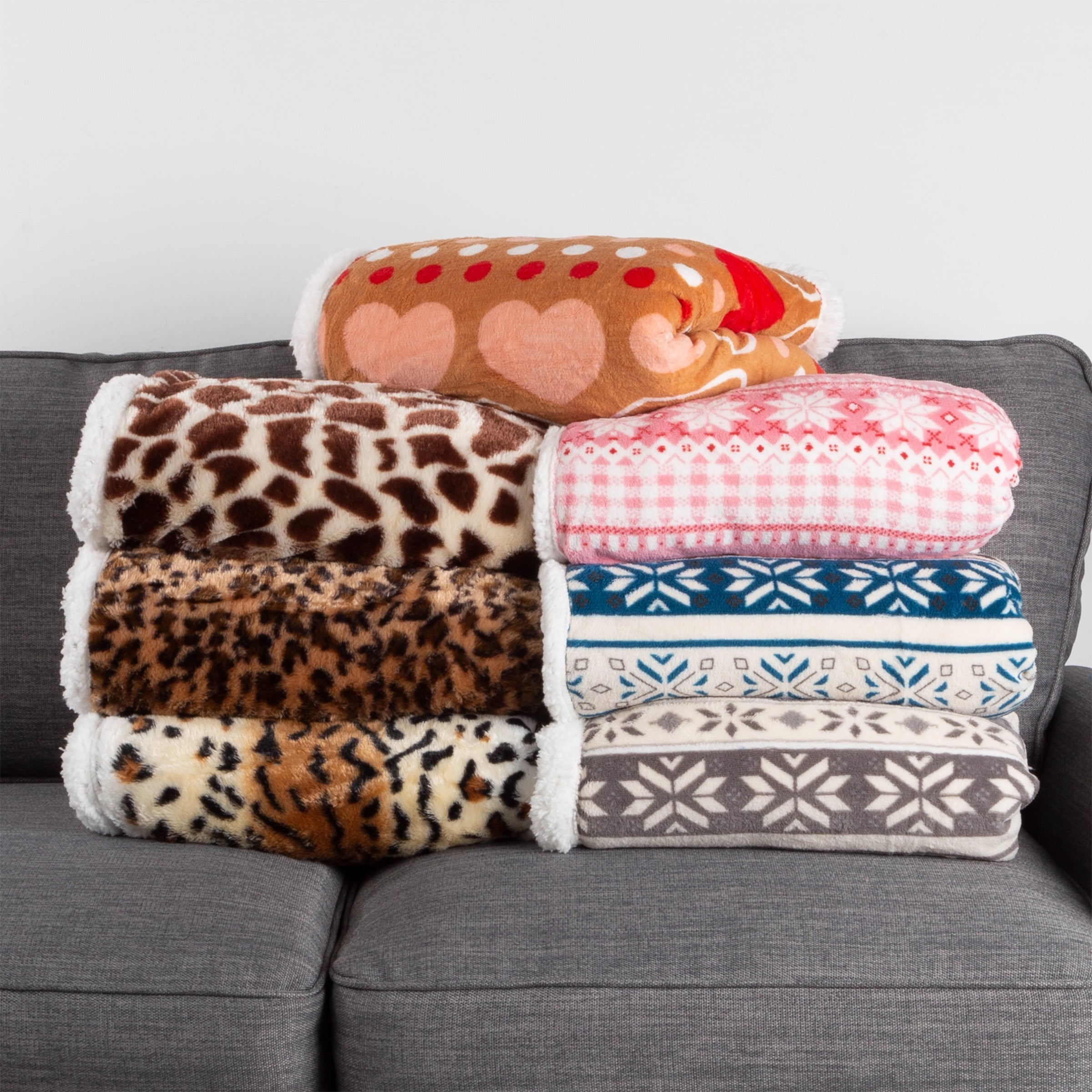 Lightweight Warm 50x60-Inch Machine Washable Fleece Blanket with Snowflakes - Luxury Knitted Decorative Throw Blanket with Fringes Detail