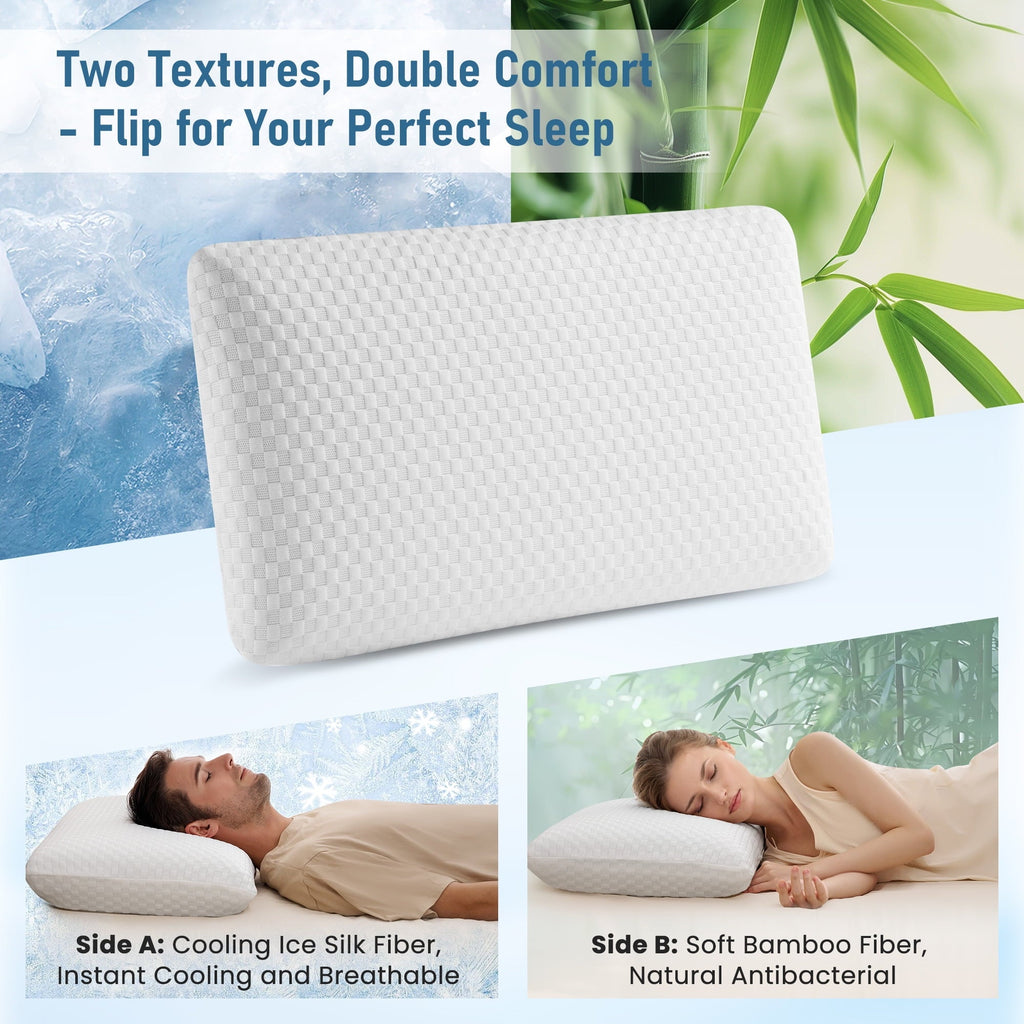 Orthopedic Support Memory Foam Pillow for Bed, Cooling Pillow with Extra Height Pad, Supportive Bed Pillow for Side, Back & Hot Sleepers... - Orthopedic Shredded Foam Bed Pillow Set Detail