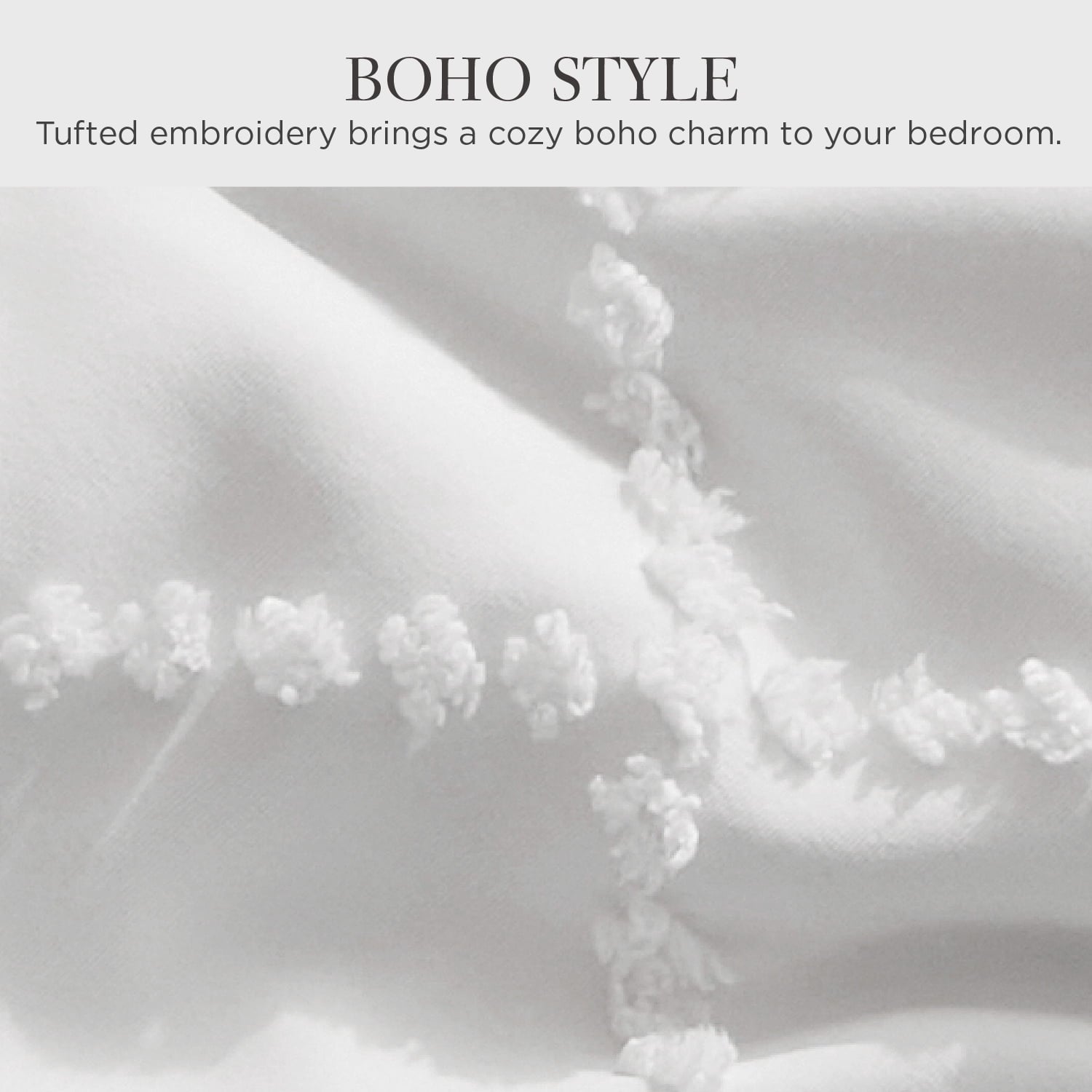 All-Season Queen Comforter Set, Boho Tufted Shabby Chic Bedding Comforter Set, 3 Pieces Farmhouse Bed Set for All Seasons, White... - All-Season Down Alternative Comforter Insert Detail