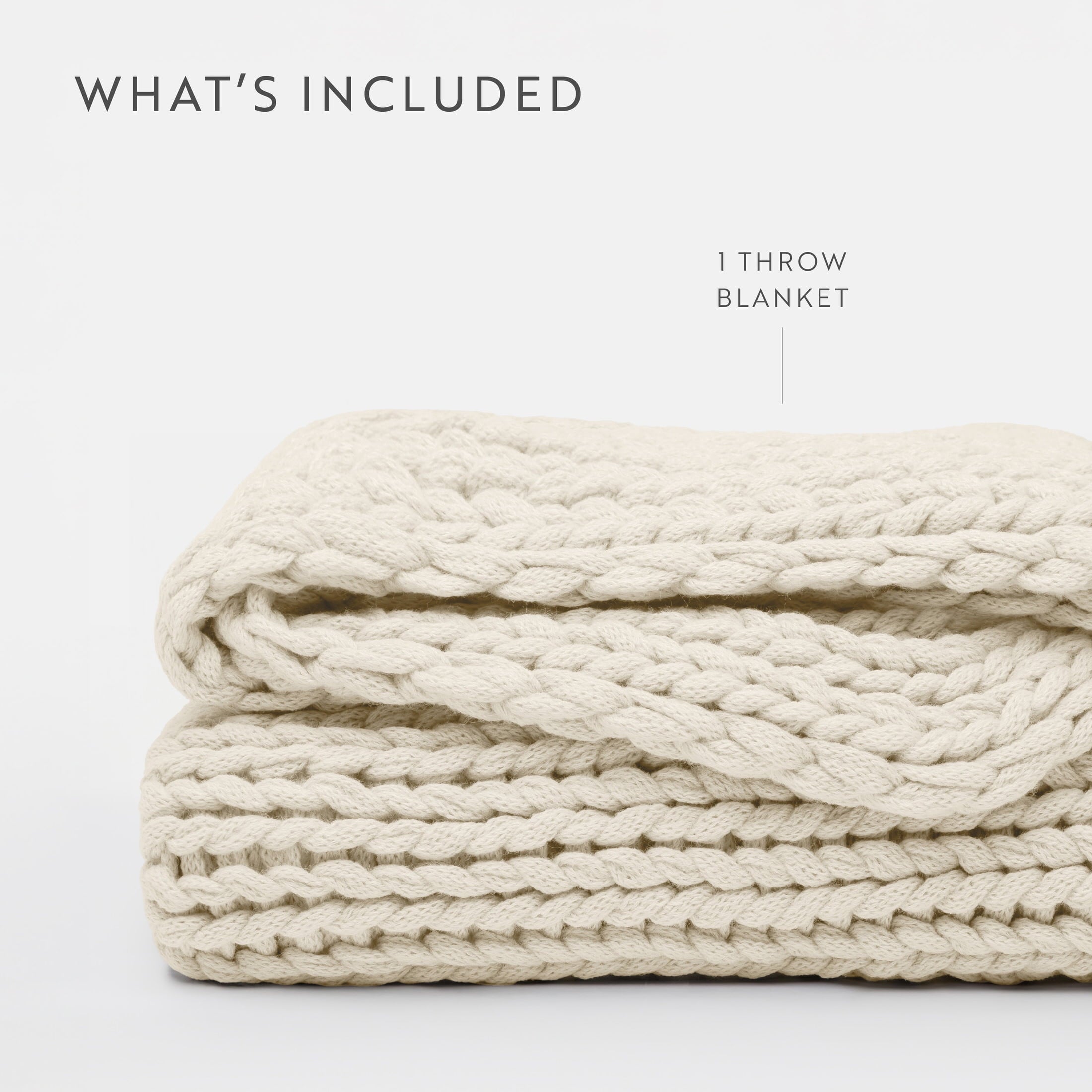 Cozy Fleece Soft & Cozy Chunky Hand-Knit Throw Blanket, Ivory - Cozy Fleece Throw Blanket for Couch & Bed Detail