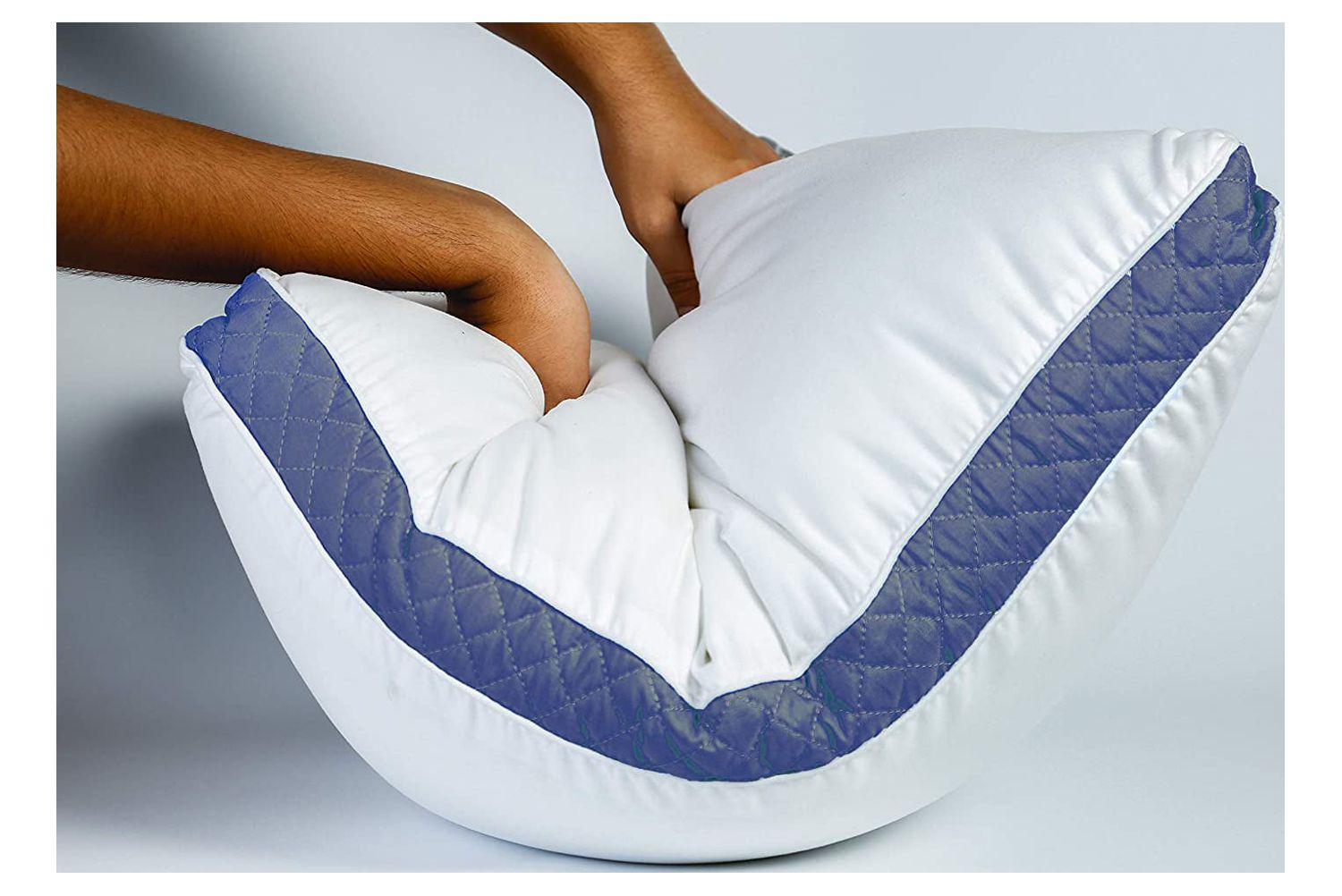 Decorative Plump Gusseted Quilted Bed Pillows - Set of 2 Premium Bed Pillows for Side Sleepers and Back Sleepers - 2 Pack (King Size, Na - Ergonomic Memory Foam Pillow for Neck Pain Support Detail
