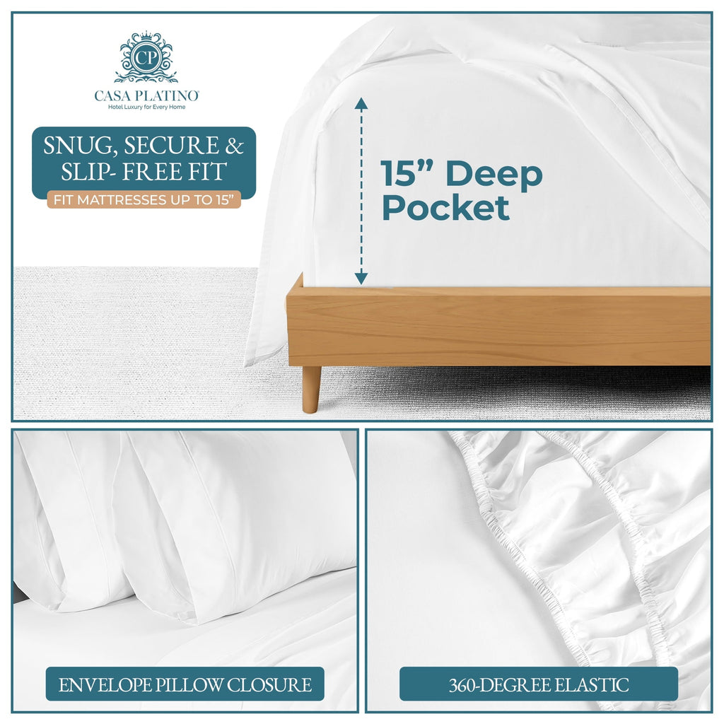 Premium Egyptian Cotton Bed Sheets Set – 6 Piece, 600 Thread Count, 100% Cotton Sheets, Hotel Luxury Sateen Finish, 15" Deep Pocket, Easy to ... - Premium Ultra-Soft Pillowcase Pair for Sleeping Detail
