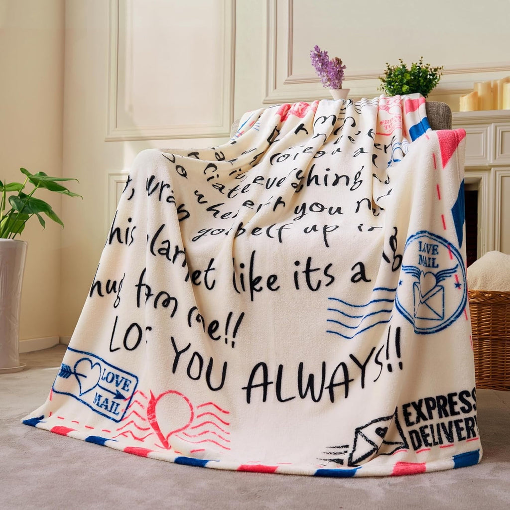 Lightweight Warm Blanket for Mom 50" x 60" Soft Flannel Throw Blanket Birthday Mother's Day Gift，Ivory White - Lightweight Plush Warm Blanket for All Seasons Detail