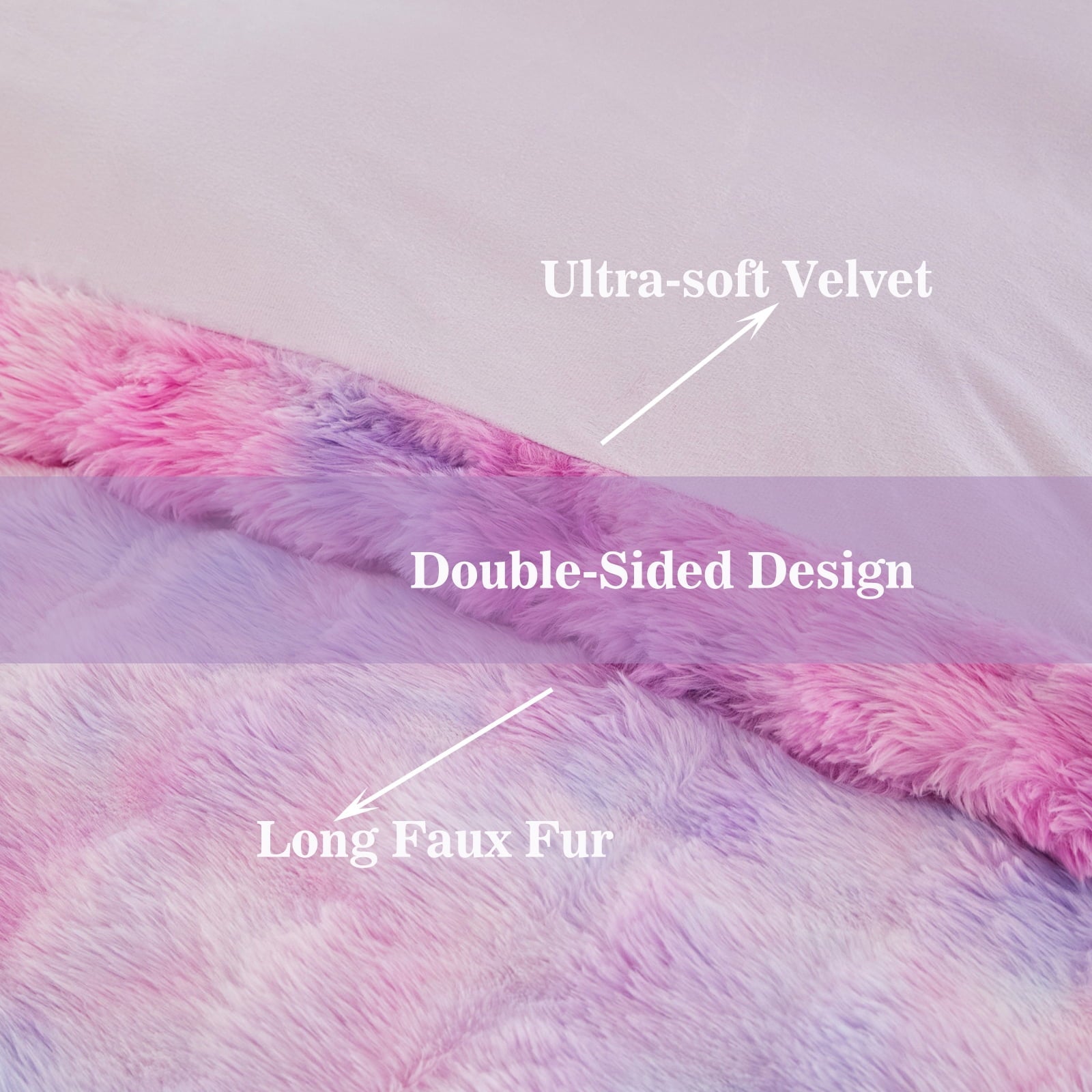 Heavyweight Warmth Faux Rabbit Fur Comforter Set Twin 3Pcs Girls Blue Purple Bedding Set Tie-Dyeing Soft Bed Comforter Set Warm Fuzzy Ki... - Luxurious Quilted Duvet Cover Set Detail