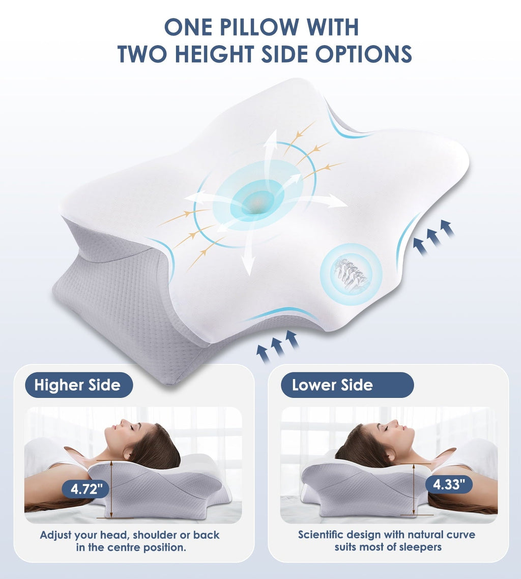 Fluffy Shredded Cervical Pillow for Neck Pain Relief, Contour Memory Foam Pillows, Odorless Ergonomic Neck Pillow Adjustable Orthoped... - Orthopedic Shredded Foam Bed Pillow Set Detail