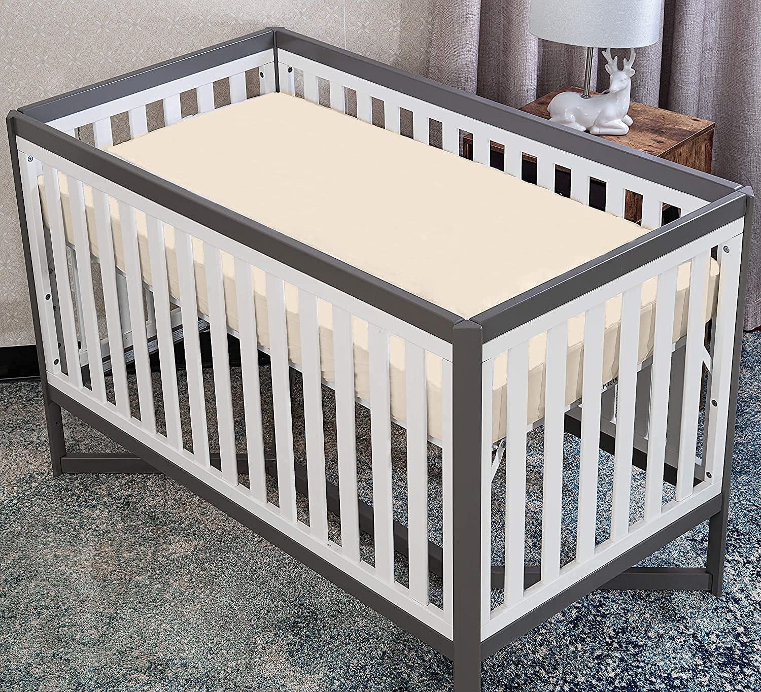 Wrinkle-Resistant Luxurious Hotel Quality Crib Fitted Sheet – 100% Cotton – Ultra Soft, Skin-Friendly & Hypoallergenic – Deep Pocket Fi... - Breathable Egyptian Cotton Flat & Fitted Sheets Detail