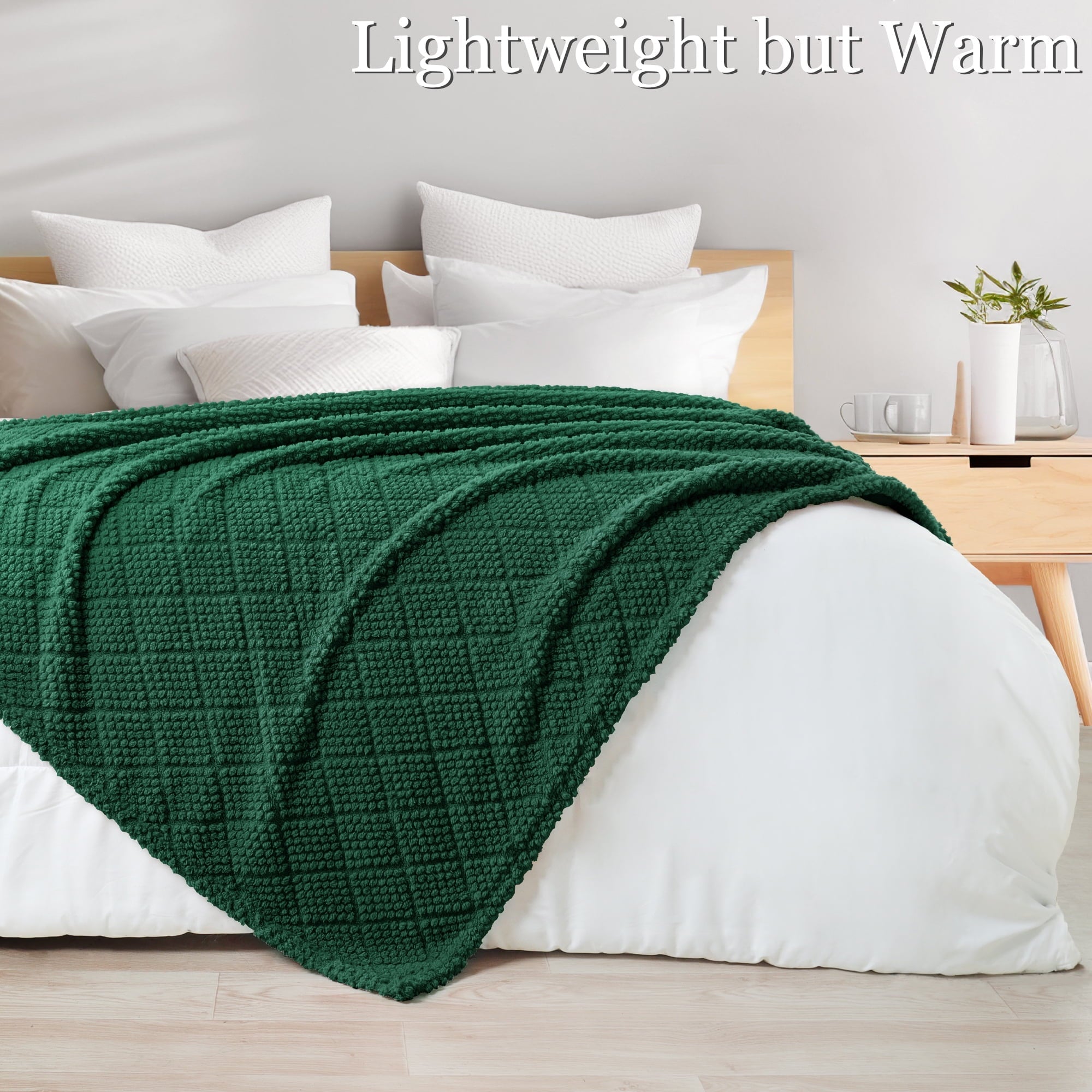 Super Soft Flannel Fuzzy Fleece Throw Blanket for Couch, Bed, Soft Fluffy Jacquard Waffle Blankets for All Season, Lightweight and Warm,... - Lightweight Plush Warm Blanket for All Seasons Detail