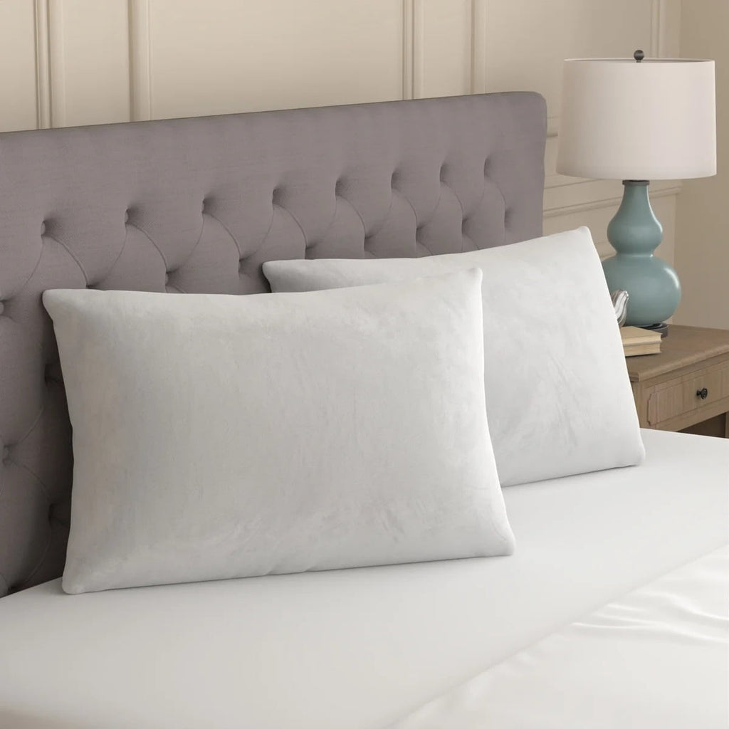 Hotel Collection Huggable Support Bed Pillow, Standard- Soft Velvety Cover, Squishable Comfort (2 Count) - Hotel Quality Plush Sleeping Pillows Detail