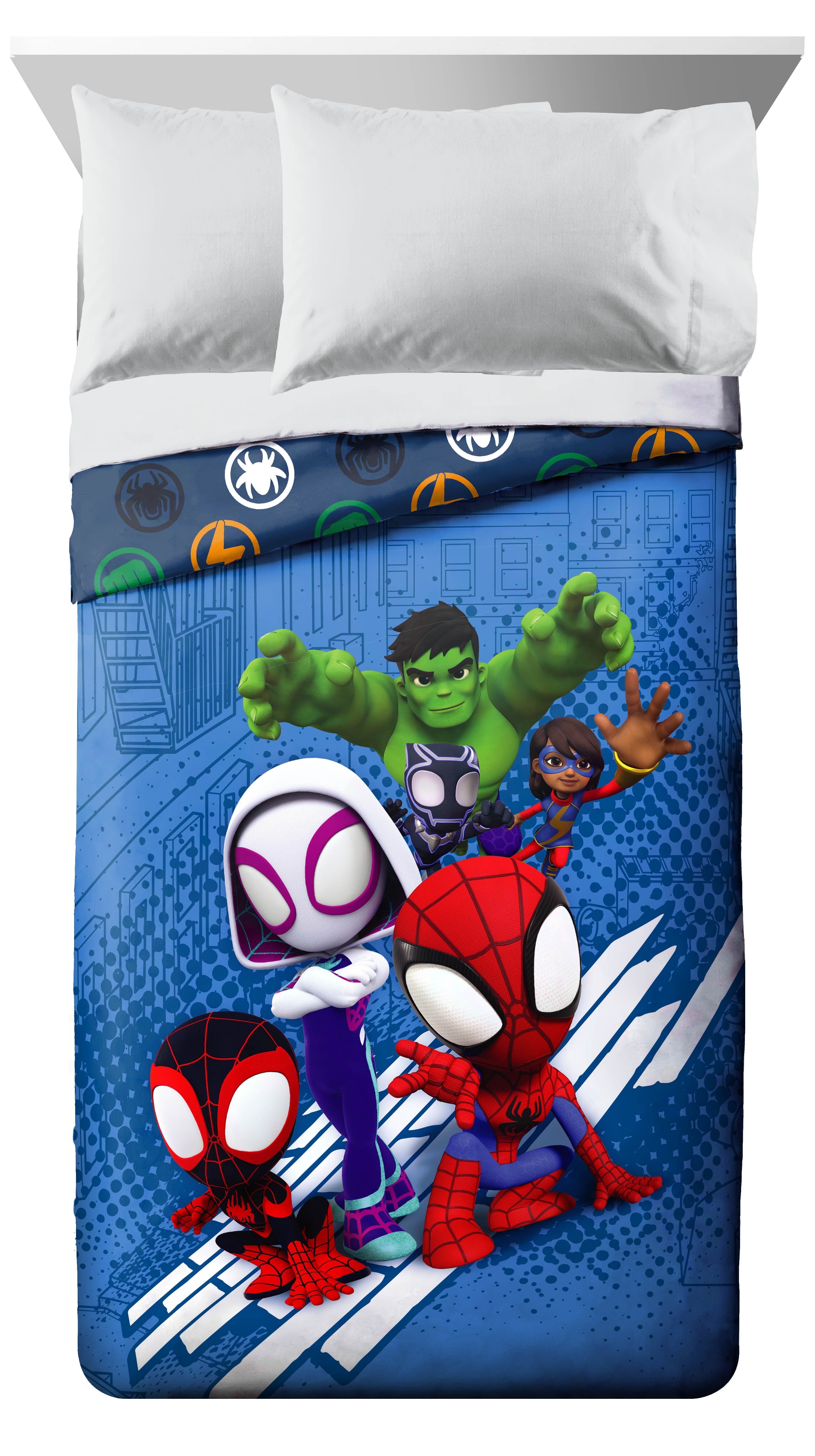 Heavyweight Warmth Spidey Amazing Friends Kids 2-Piece Twin/Full Reversible Comforter Set, Microfiber, Red - Hypoallergenic Ultra-Fluffy Quilt for Winter Detail