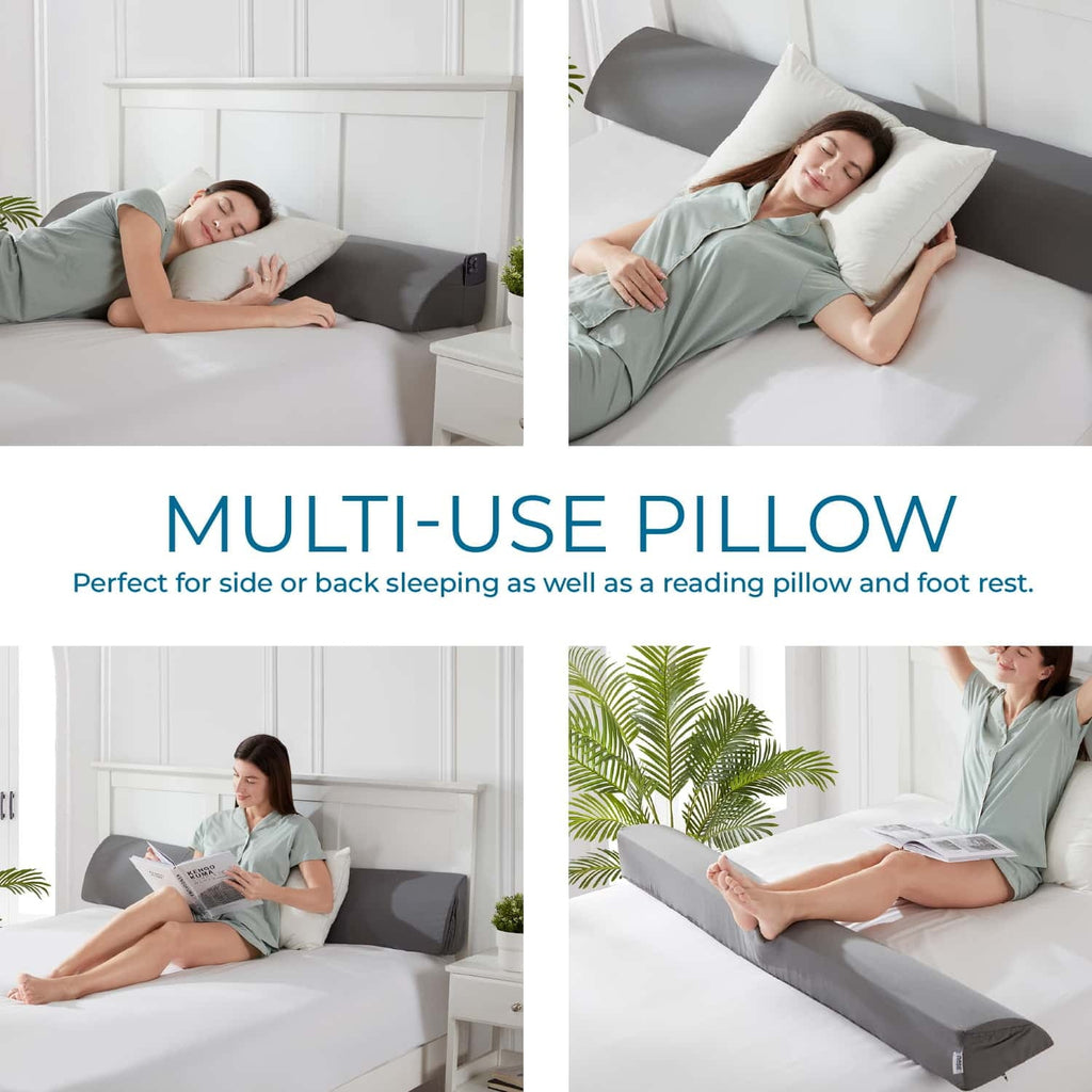Hotel Collection Bed Wedge Pillow for Headboard, Mattress Gap Filler Headboard Pillow, Queen Size - Orthopedic Shredded Foam Bed Pillow Set Detail