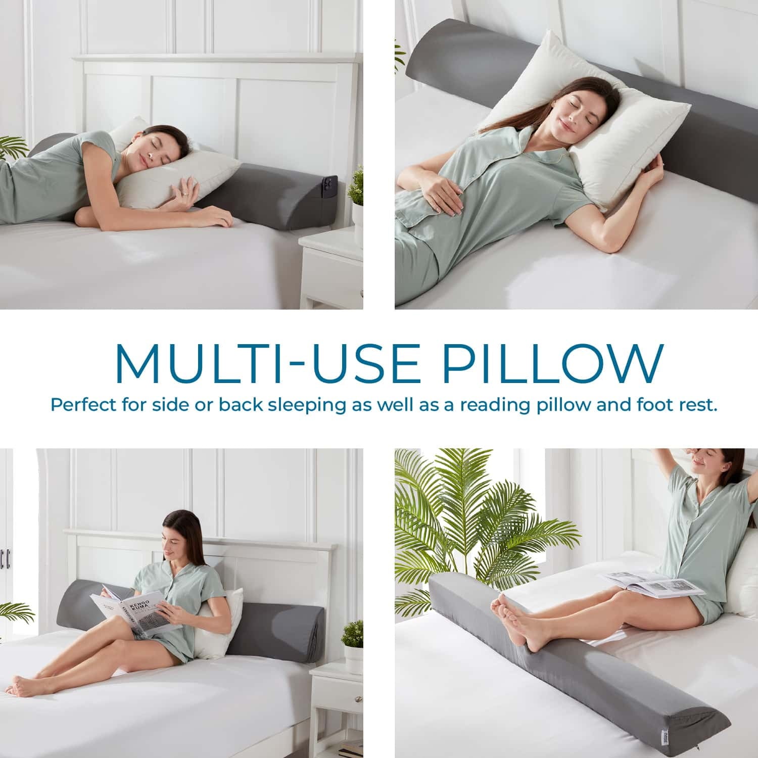 Hotel Collection Bed Wedge Pillow for Headboard, Mattress Gap Filler Headboard Pillow, Queen Size - Orthopedic Shredded Foam Bed Pillow Set Detail