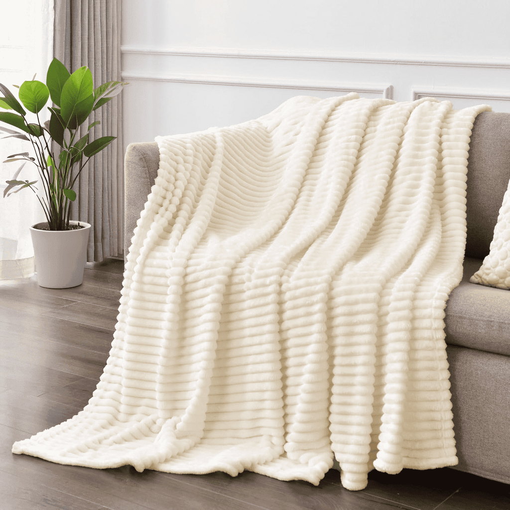 Reversible Sherpa Throw Size Blanket, Extra Soft Lightweight Bed Blanket with Strip , Plush Fuzzy Cozy Throws for Couch, Bed, Sofa Cozy... - Super Soft Reversible Sherpa Flannel Blanket - Default Title