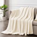 Reversible Sherpa Throw Size Blanket, Extra Soft Lightweight Bed Blanket with Strip , Plush Fuzzy Cozy Throws for Couch, Bed, Sofa Cozy... - Super Soft Reversible Sherpa Flannel Blanket - Default Title