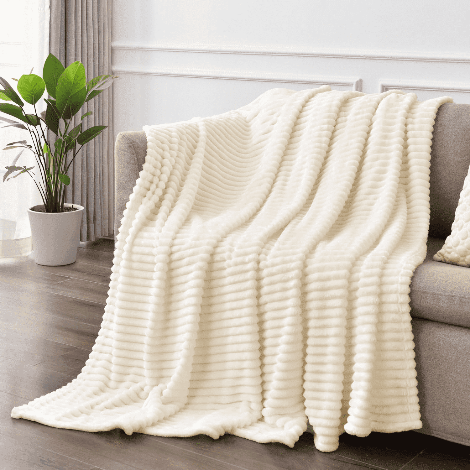 Reversible Sherpa Throw Size Blanket, Extra Soft Lightweight Bed Blanket with Strip , Plush Fuzzy Cozy Throws for Couch, Bed, Sofa Cozy... - Super Soft Reversible Sherpa Flannel Blanket - Default Title
